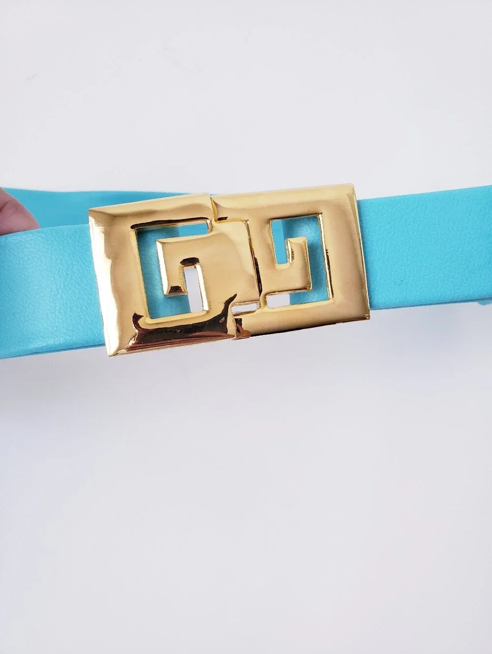 Vintage Blue Gold Adjustable Belt